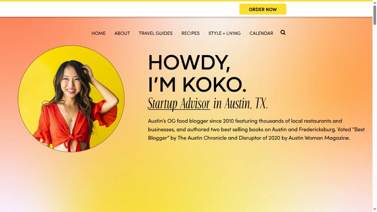 Homepage of A Taste of Koko